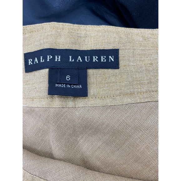 Ralph Lauren Black Label A-Line Skirt Ruffle Linen Beige Brown New - Picture 4 of 4
